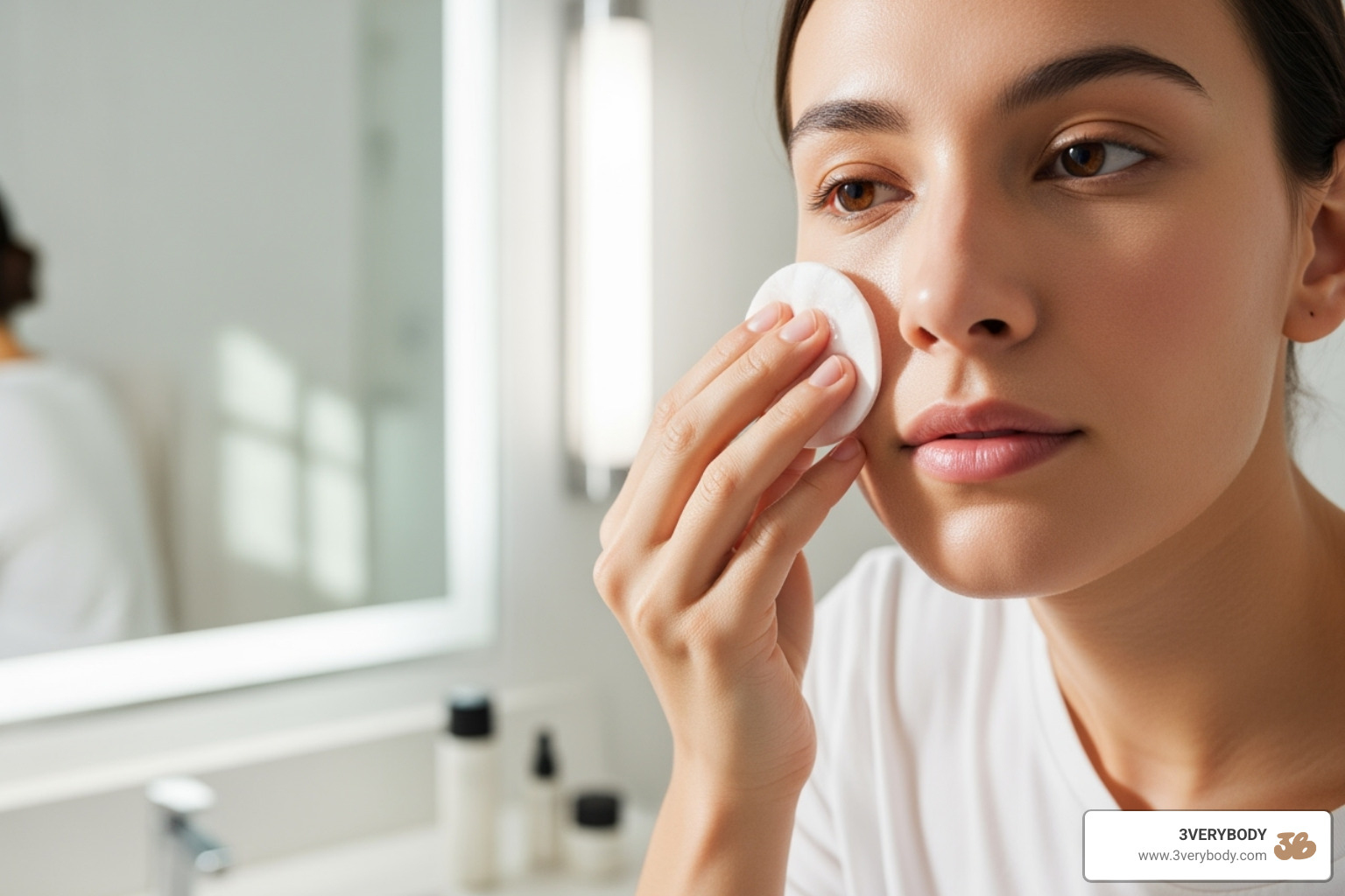 person applying toner with cotton pad - exfoliator for acne skin person applying toner with cotton pad - exfoliator for acne skin