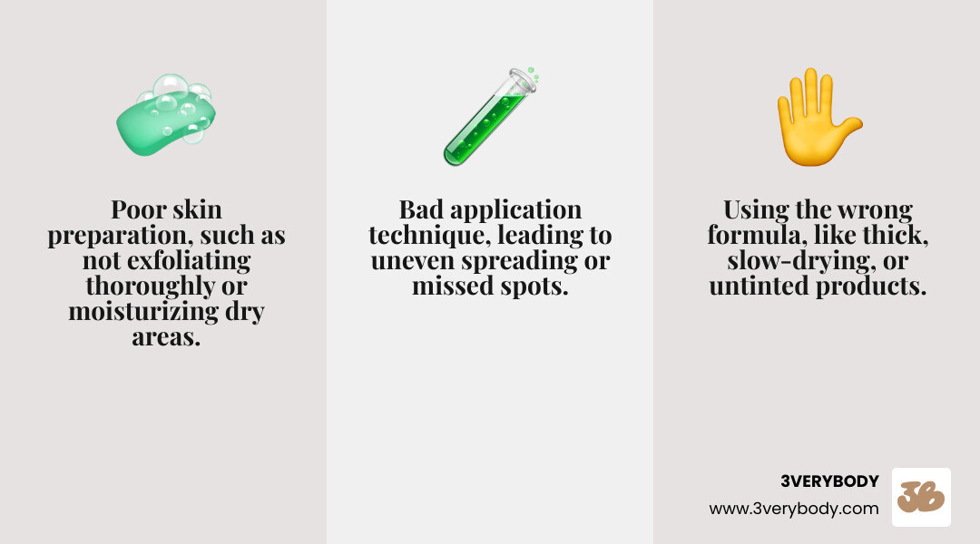 Infographic: Top 3 Causes of a Streaky Tan - non streaky self tanner infographic 3_facts_emoji_grey