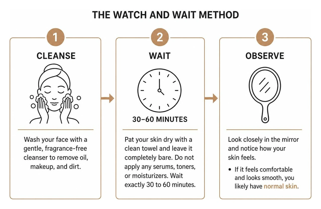 A step-by-step diagram showing the watch-and-wait skin test method