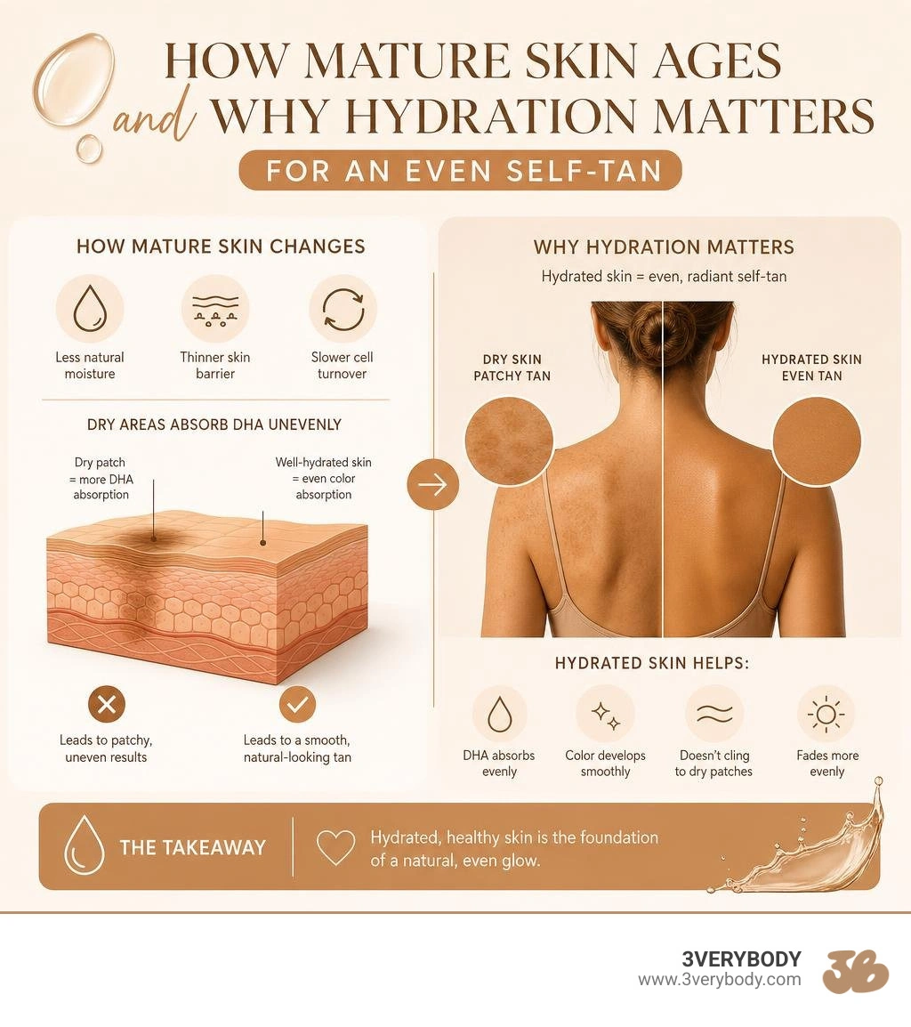 How mature skin ages and why hydration matters for an even self-tan infographic How mature skin ages and why hydration matters for an even self-tan infographic