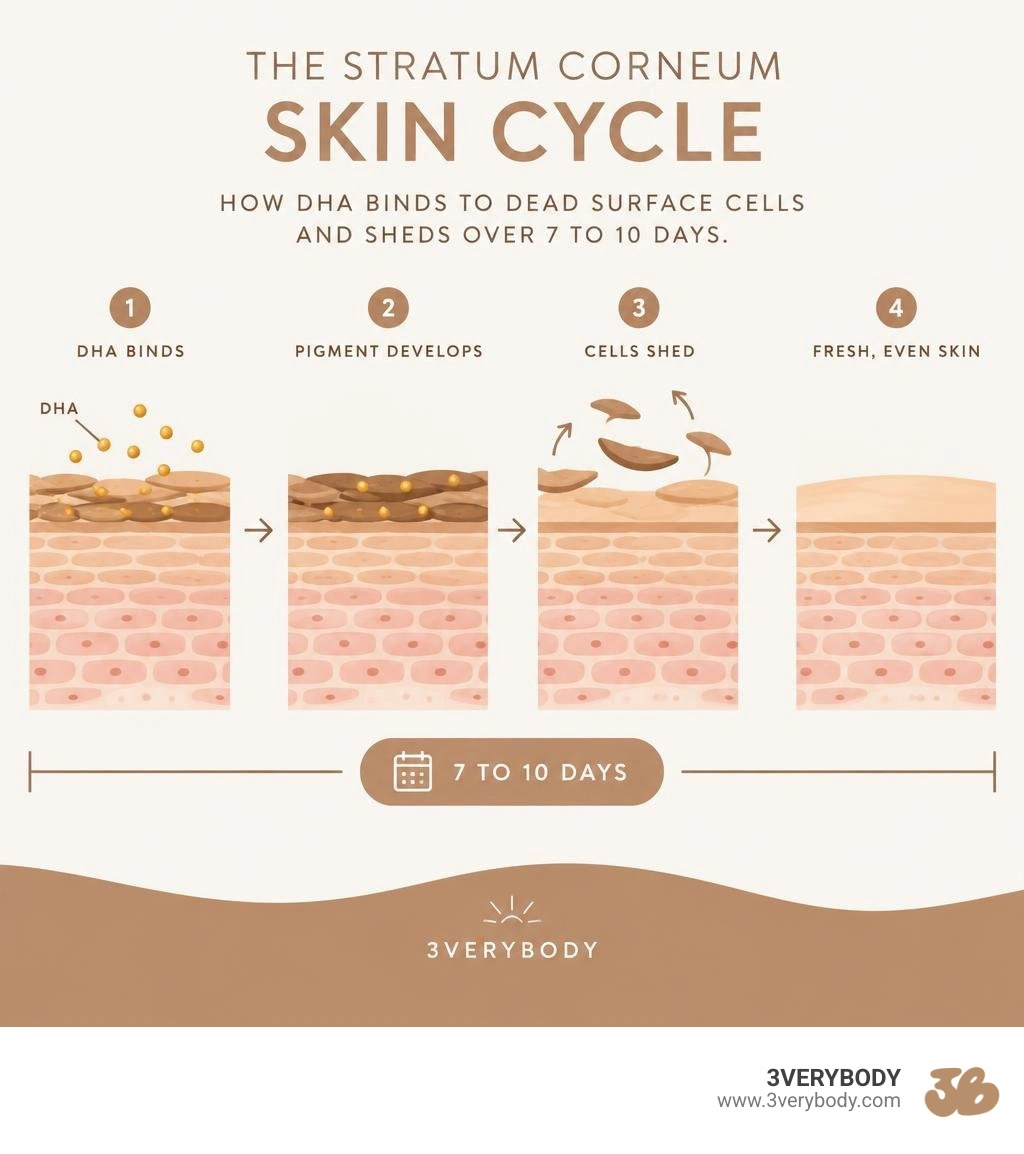 Illustration showing self tan fading as surface skin cells shed Illustration showing self tan fading as surface skin cells shed