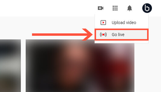 arrow showing where to find "Go Live" button