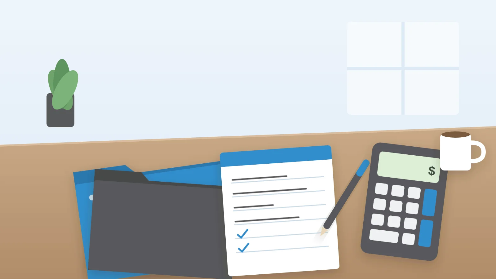 Calculator and paperwork on a kitchen table for planning divorce costs