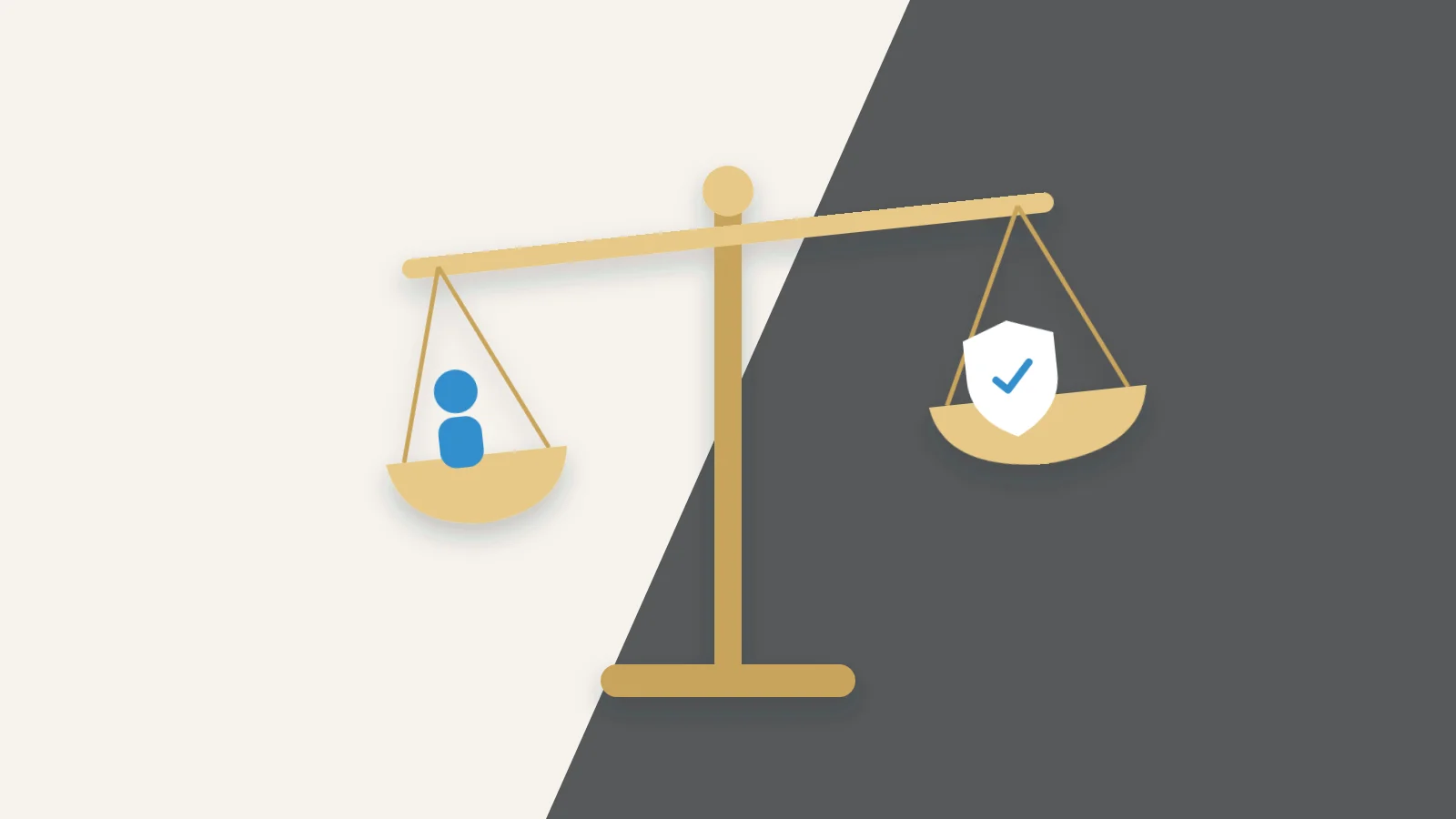 Illustration of scales of justice balancing a child and a protective shield