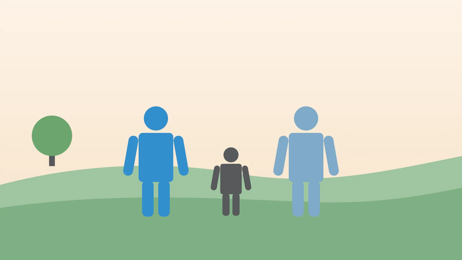 Two parents with a child between them, representing joint custody