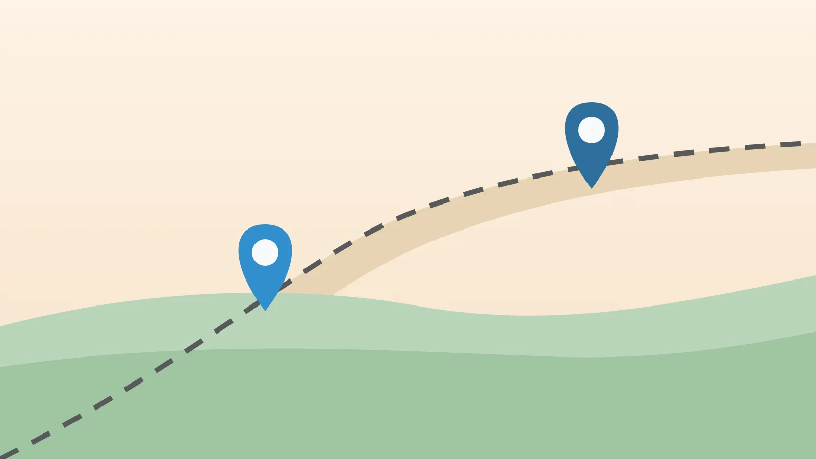 A road with map pins marking Franklin and Murfreesboro