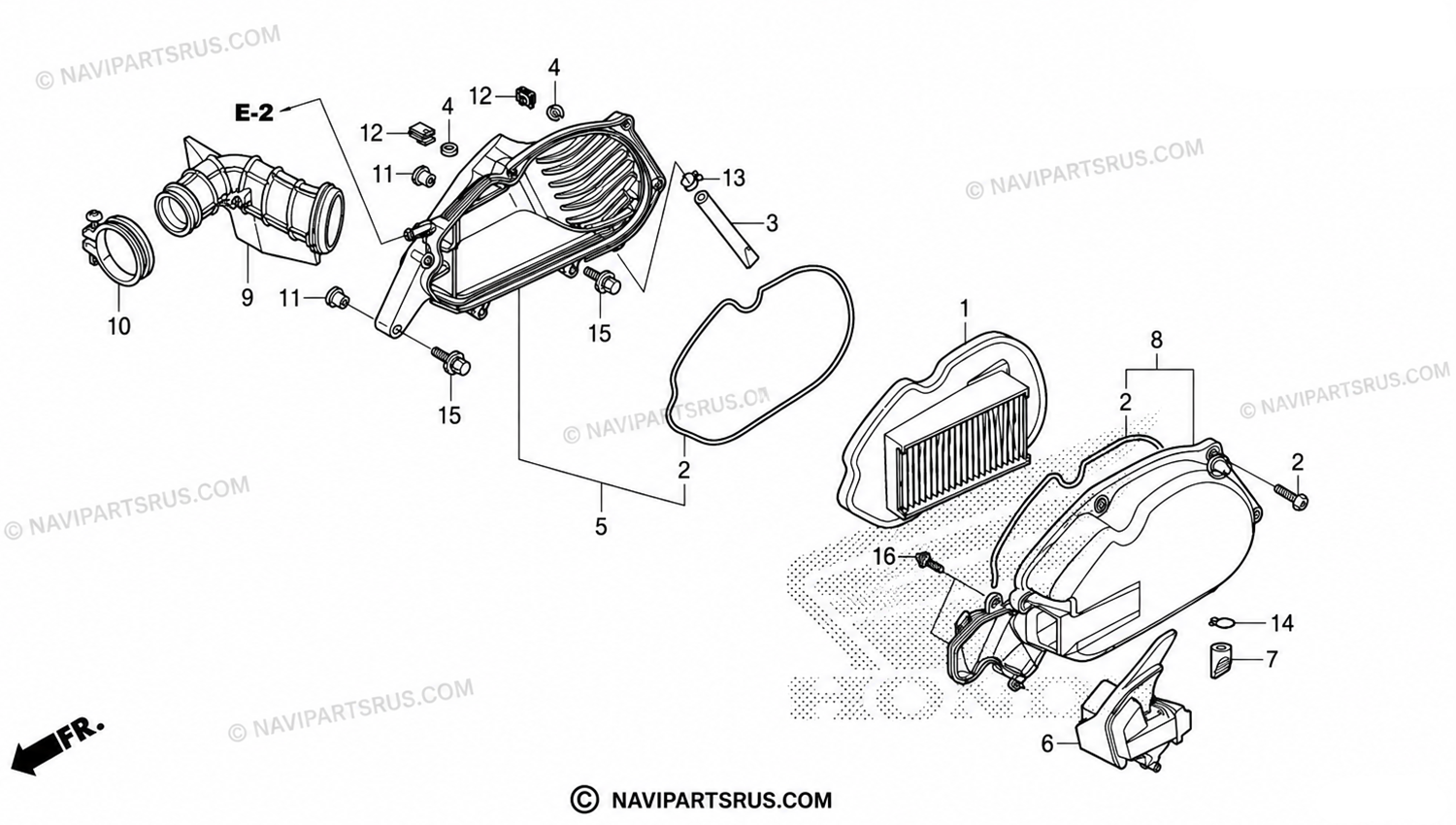 Honda Navi 110 OEM Parts Schematic