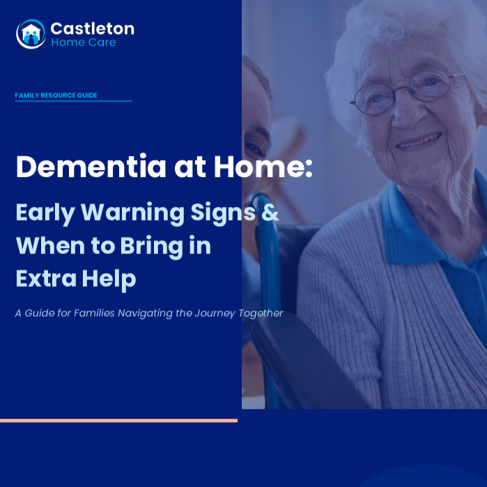 Photo of cover page for free guide for dementia at home: 10 early warning signs and when to get in-home help