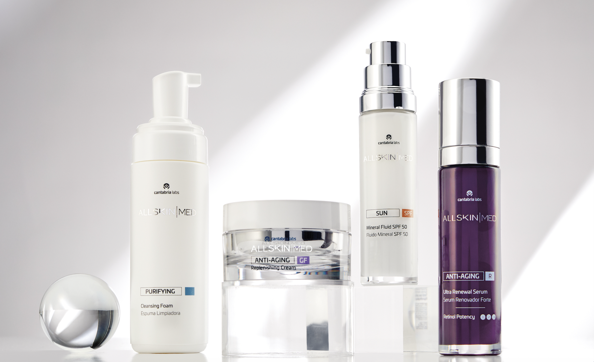 AllSkin Med Hair Regeneration Plan products including revitalizing shampoo, capsules, and anti-hair loss lotion displayed with packaging.