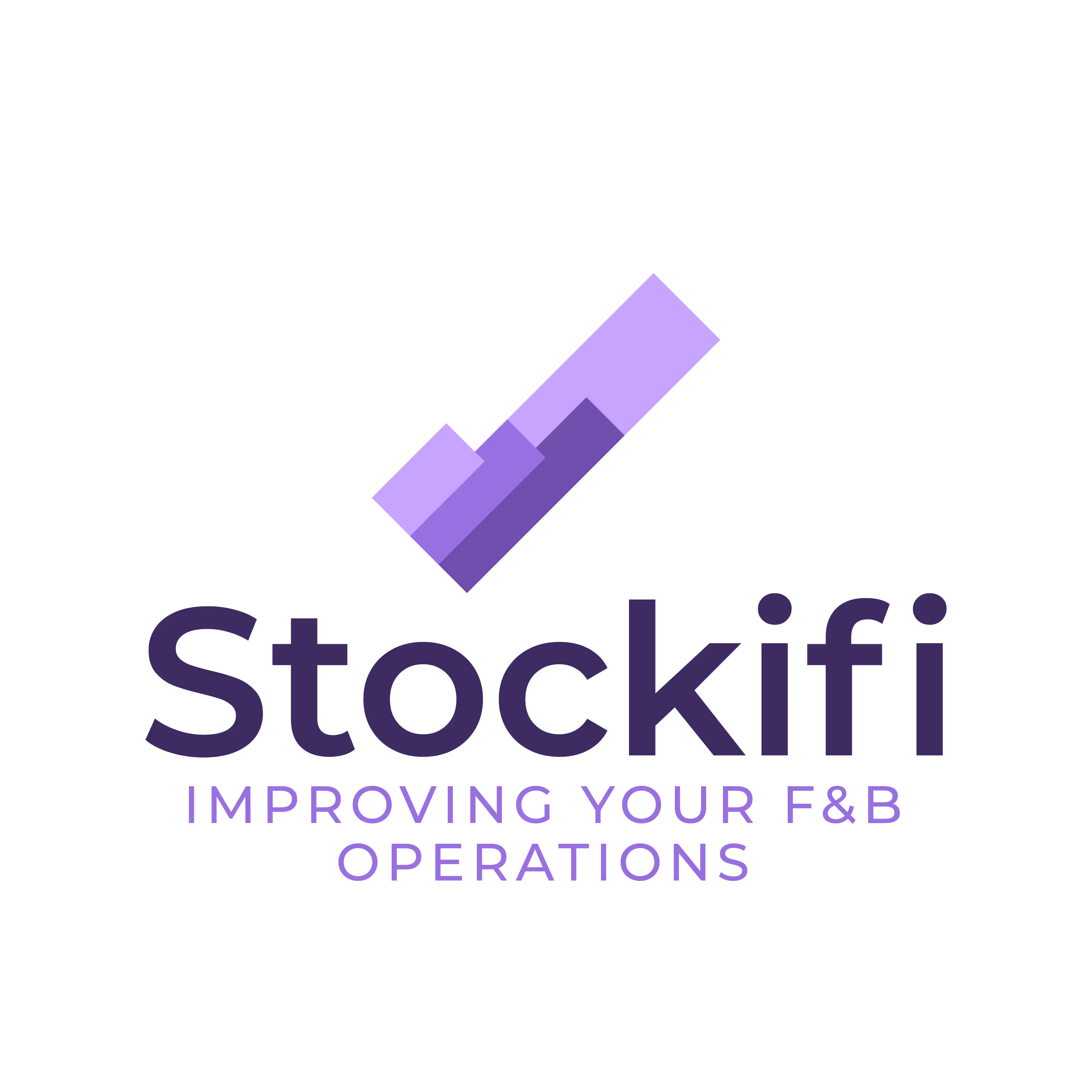 Stockifi logo with a stylized purple upward arrow and the text 'Stockifi Improving Your F&B Operations'.