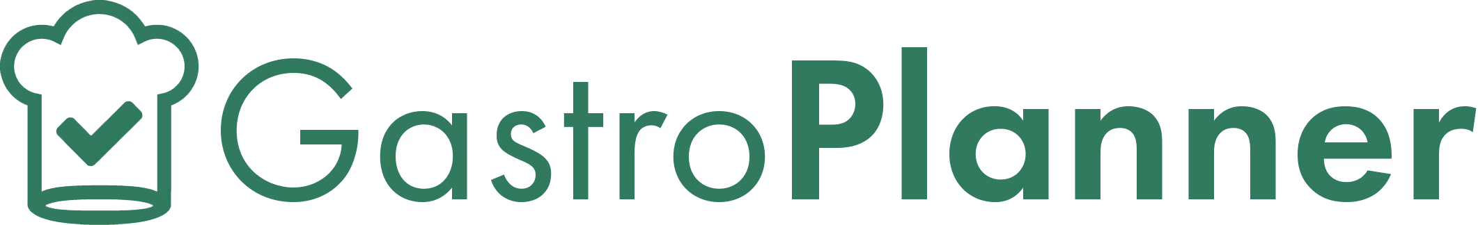 GastroPlanner logo with a chef's hat icon featuring a checkmark.