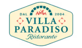 Logo for Villa Paradiso Ristorante med tekst og dekorative elementer.