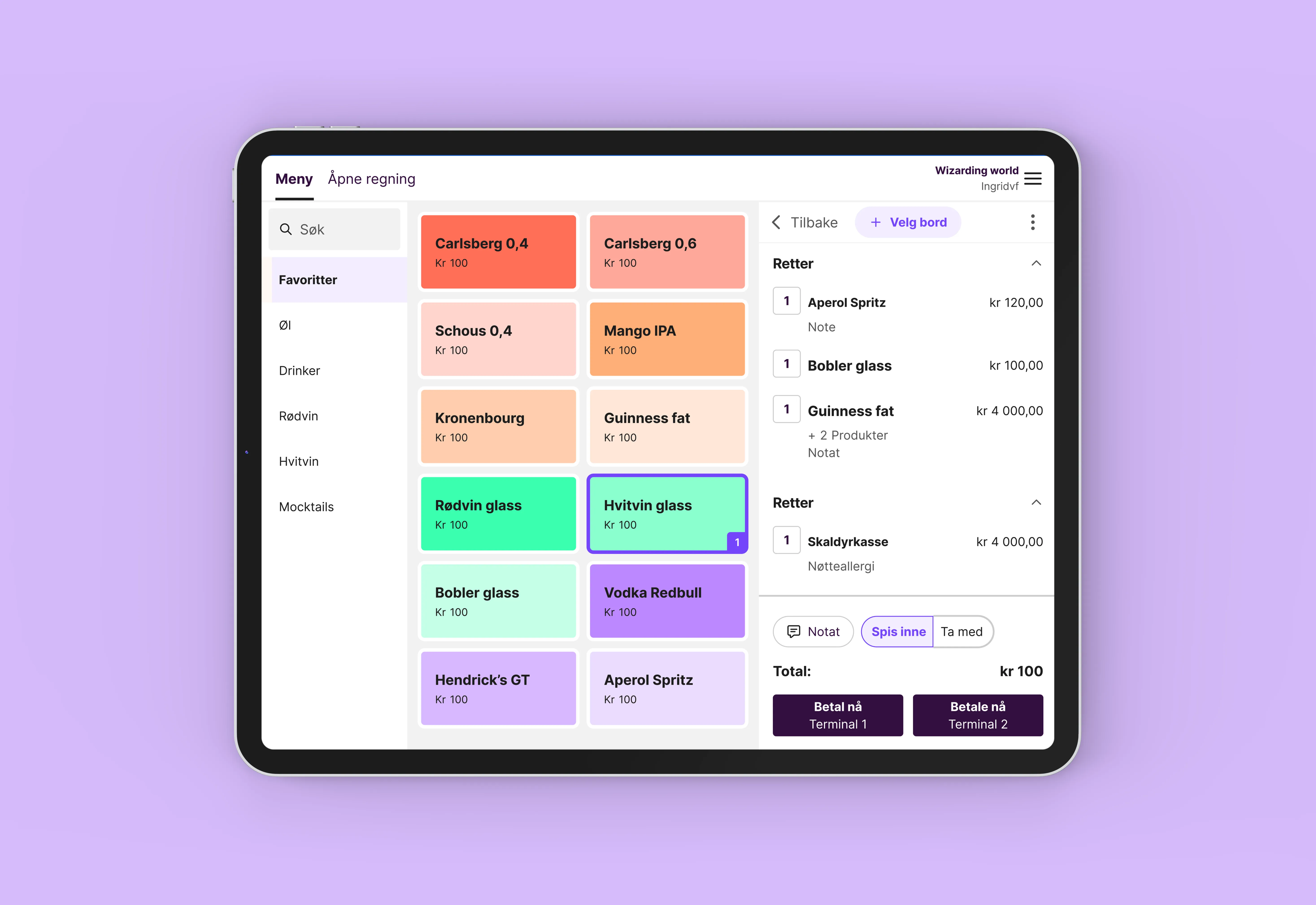 Kassesystem for barer og nattklubber