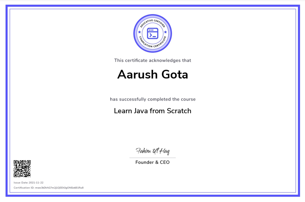 Certificate