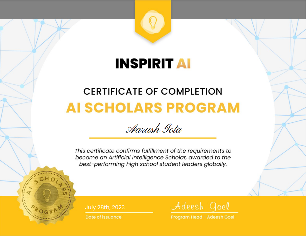 Inspirit AI Certificate
