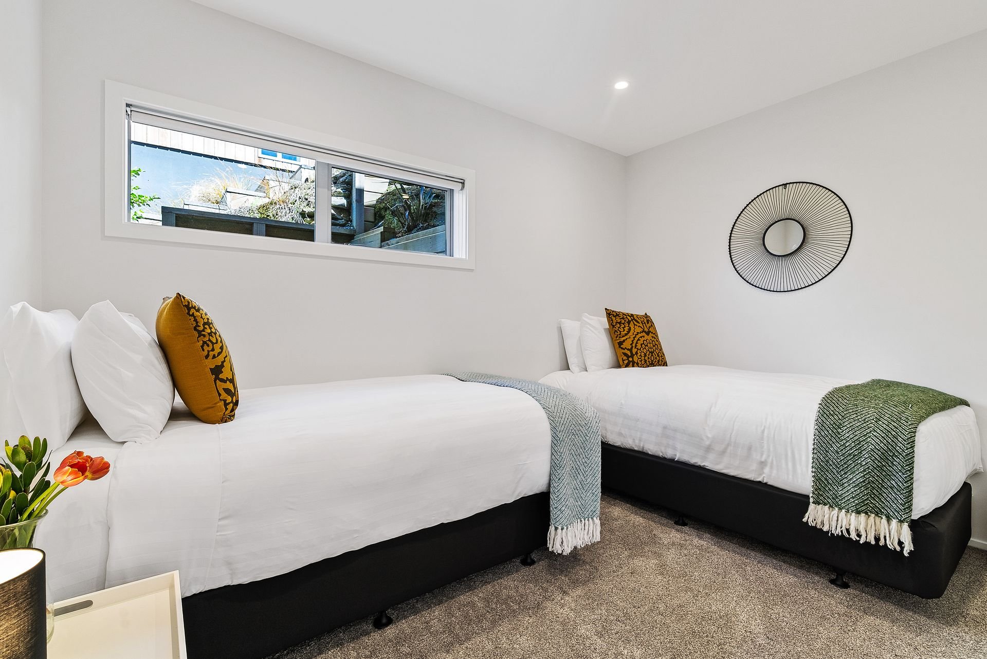 Twin bedroom with two single beds at Highview Haven, Queenstown