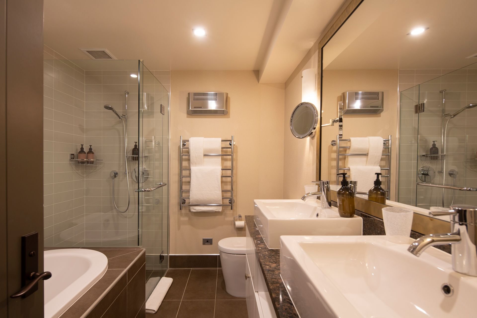 Ensuite with double vanity and shower at Karamata, Queenstown