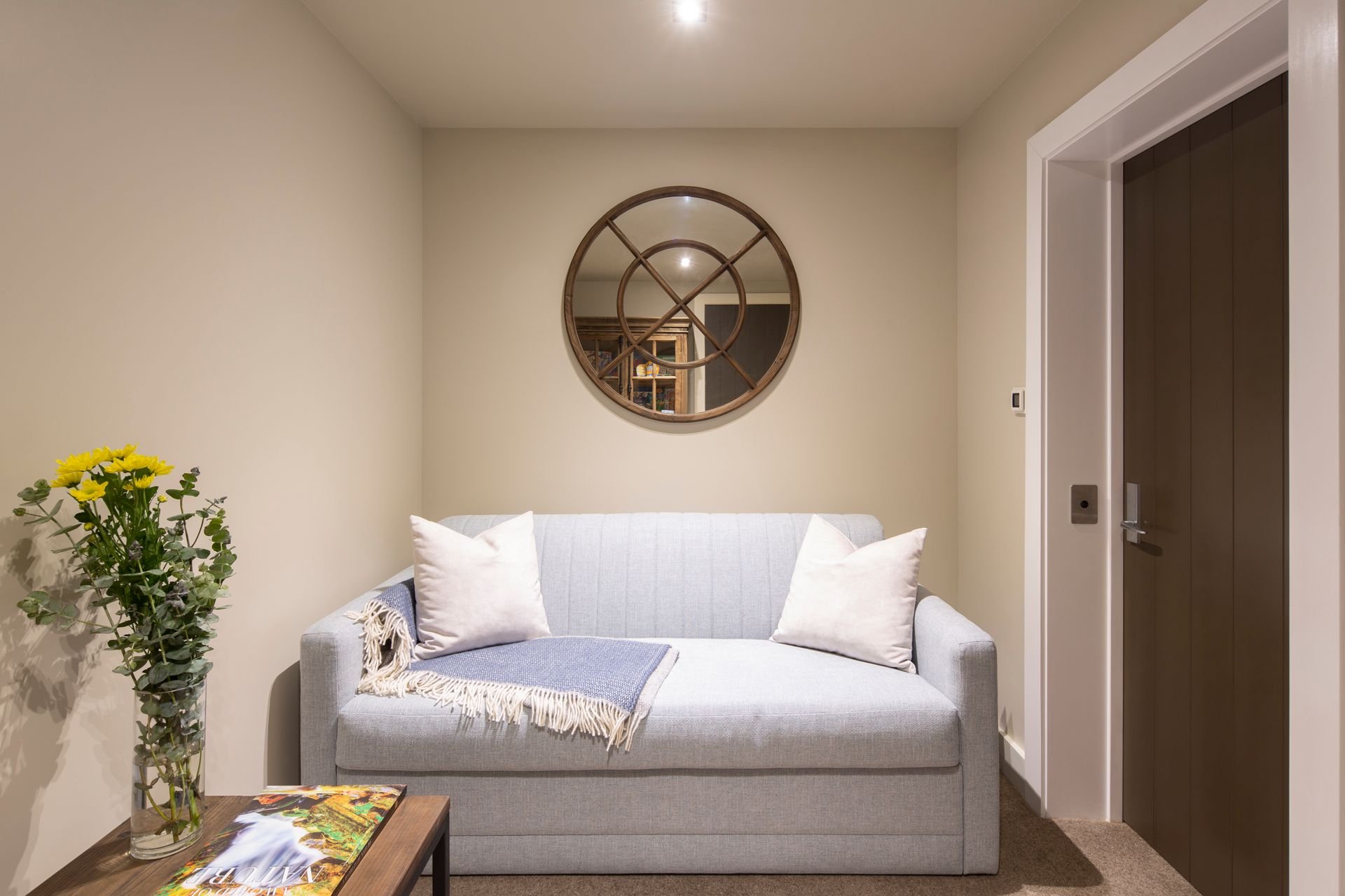 Downstairs retreat with sofa at Karamata, Queenstown