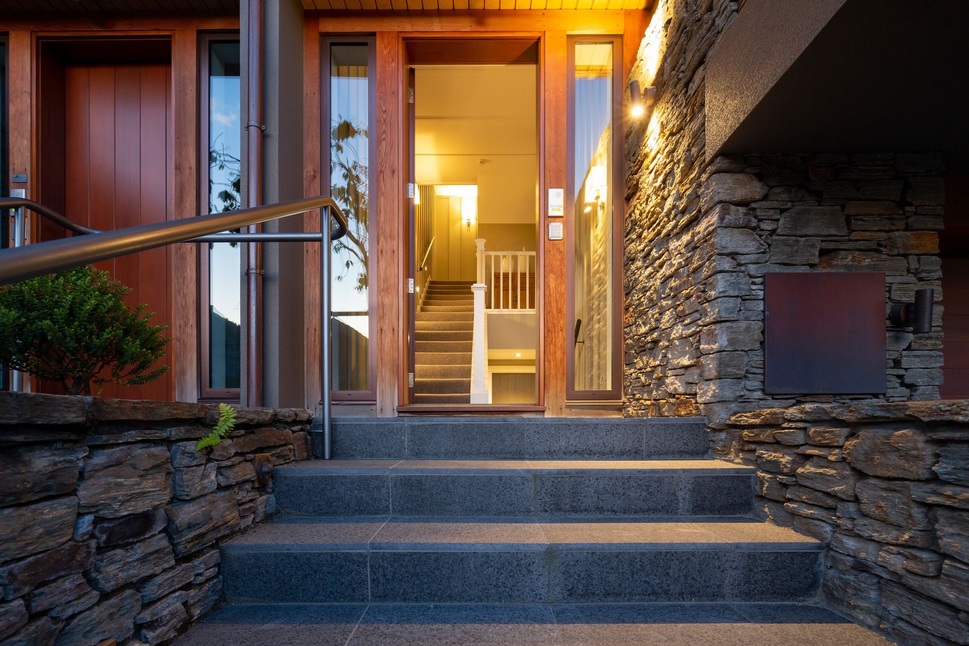 Stone entrance steps at Karamata, Queenstown