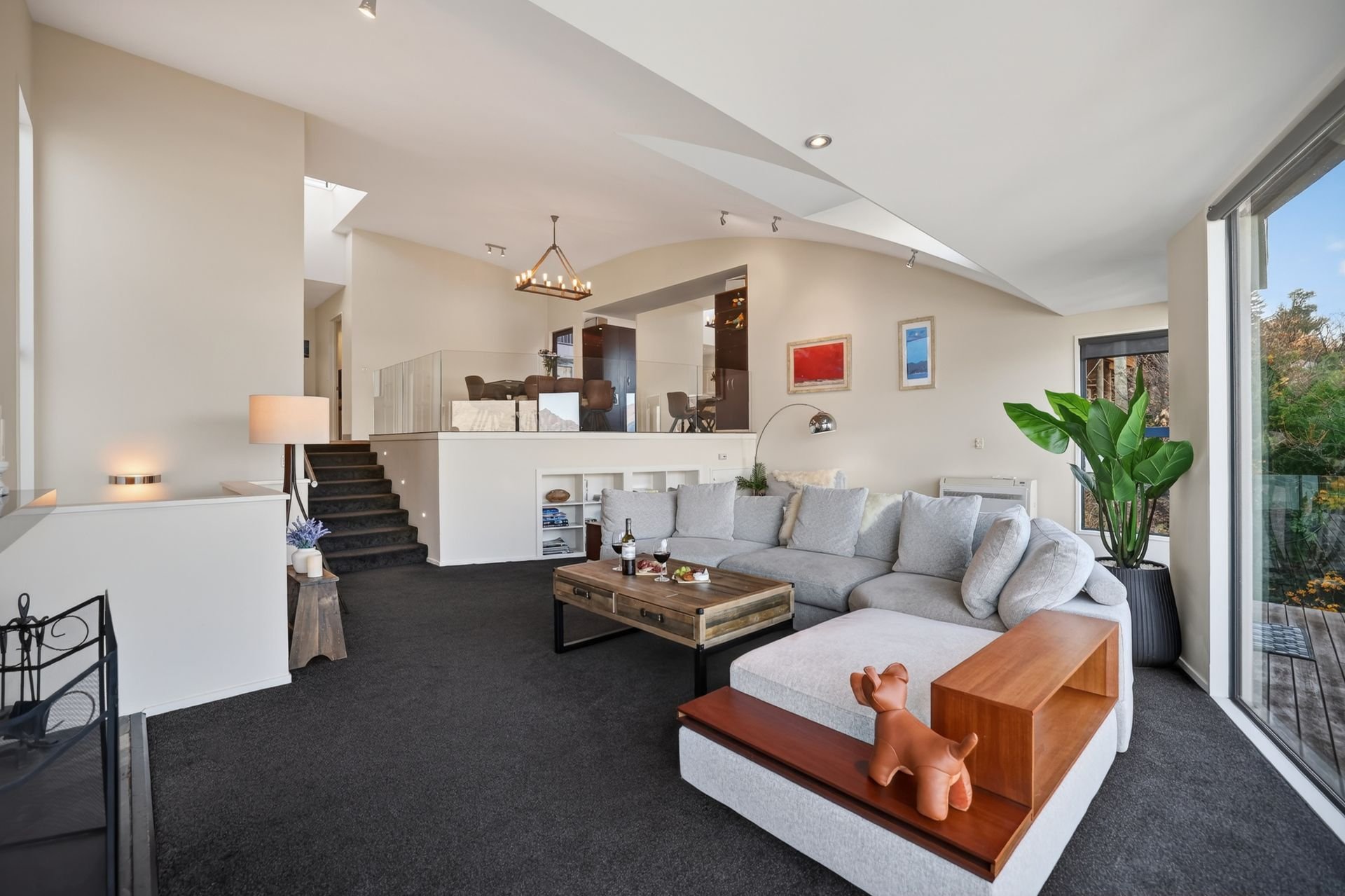 Open-plan living area at Edinburgh Heights, Queenstown