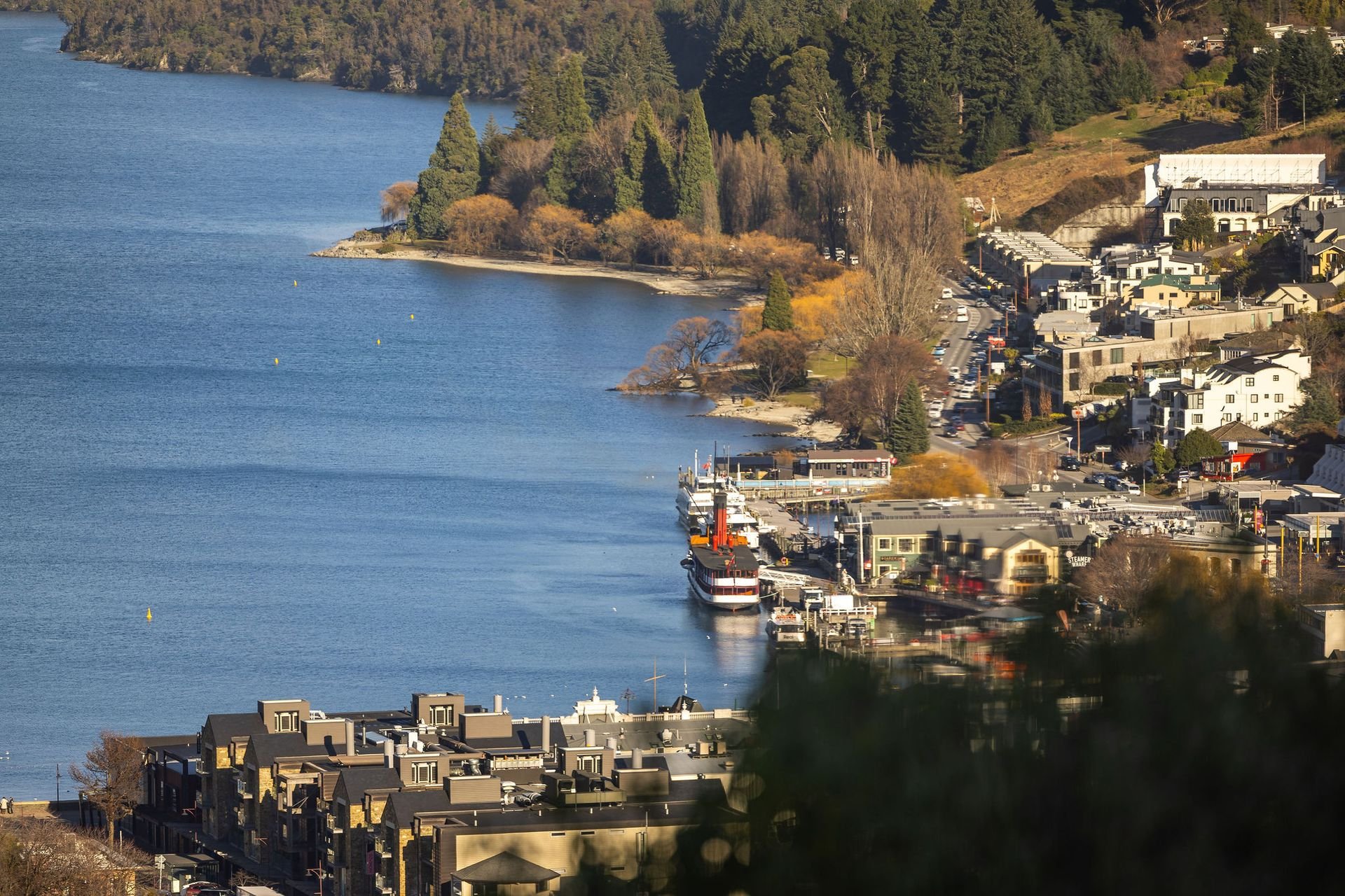Queenstown and the lakefront seen from the house at Alpine Haven, Queenstown