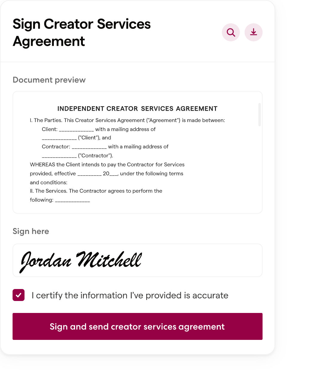 Wingspan digital agreement signing