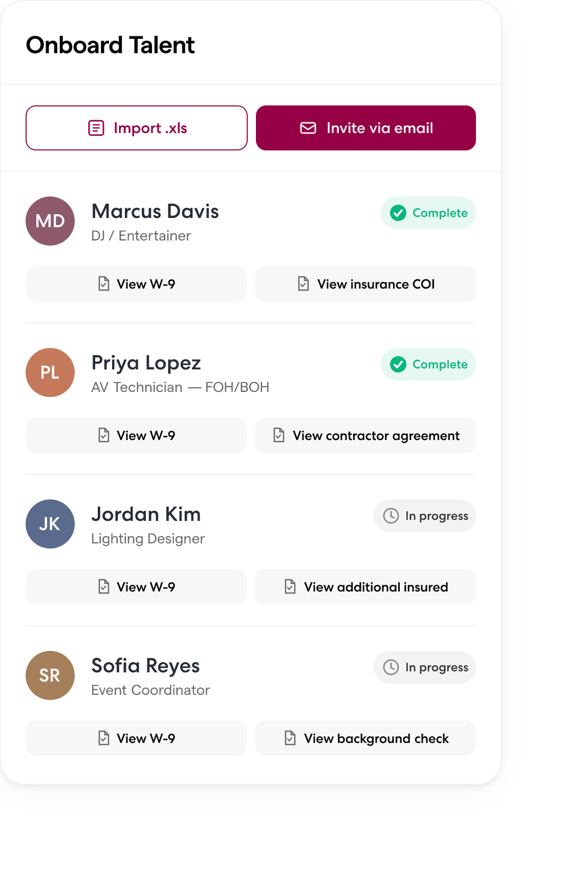 Wingspan contractor onboarding flow