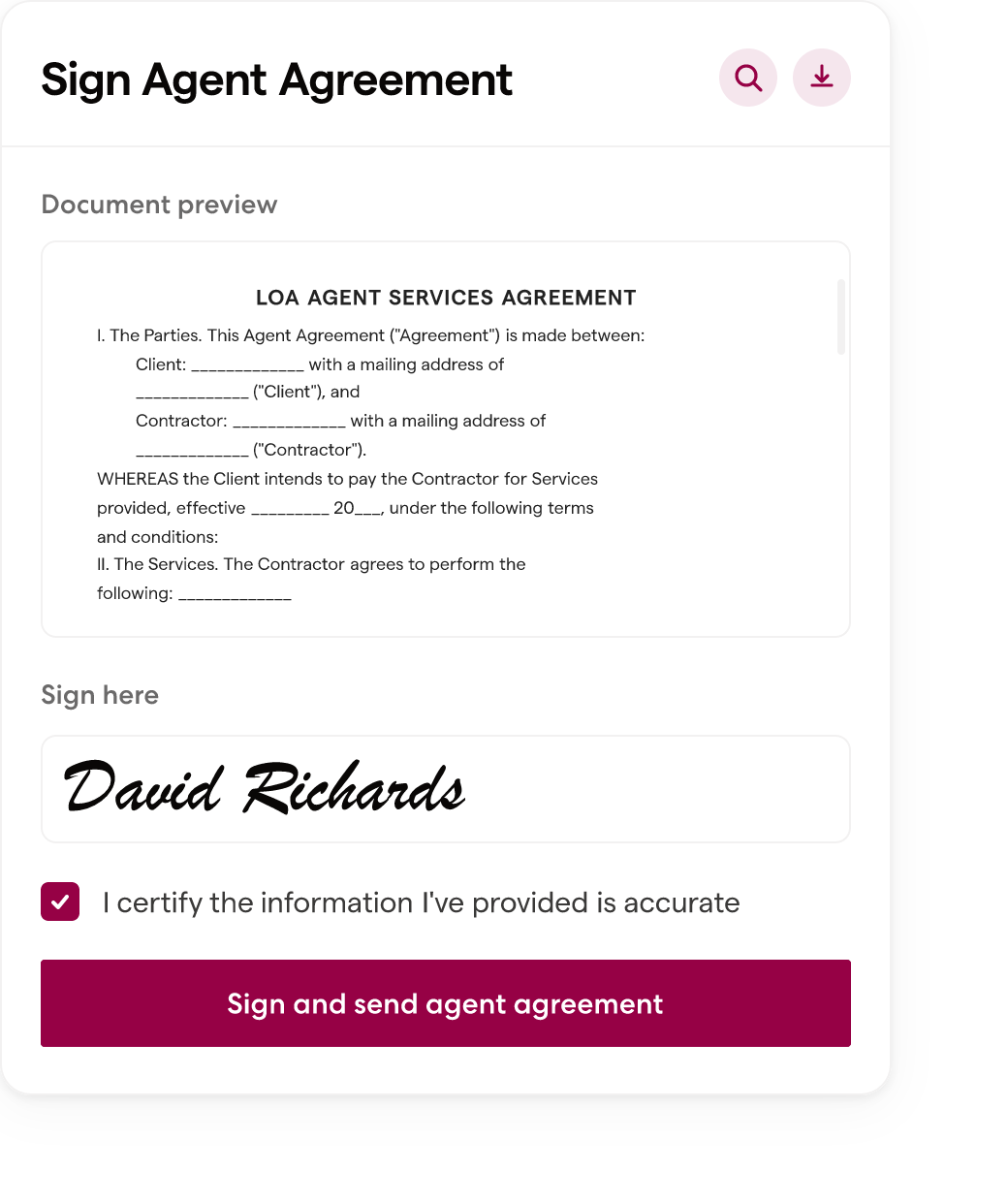 Wingspan digital agreement signing
