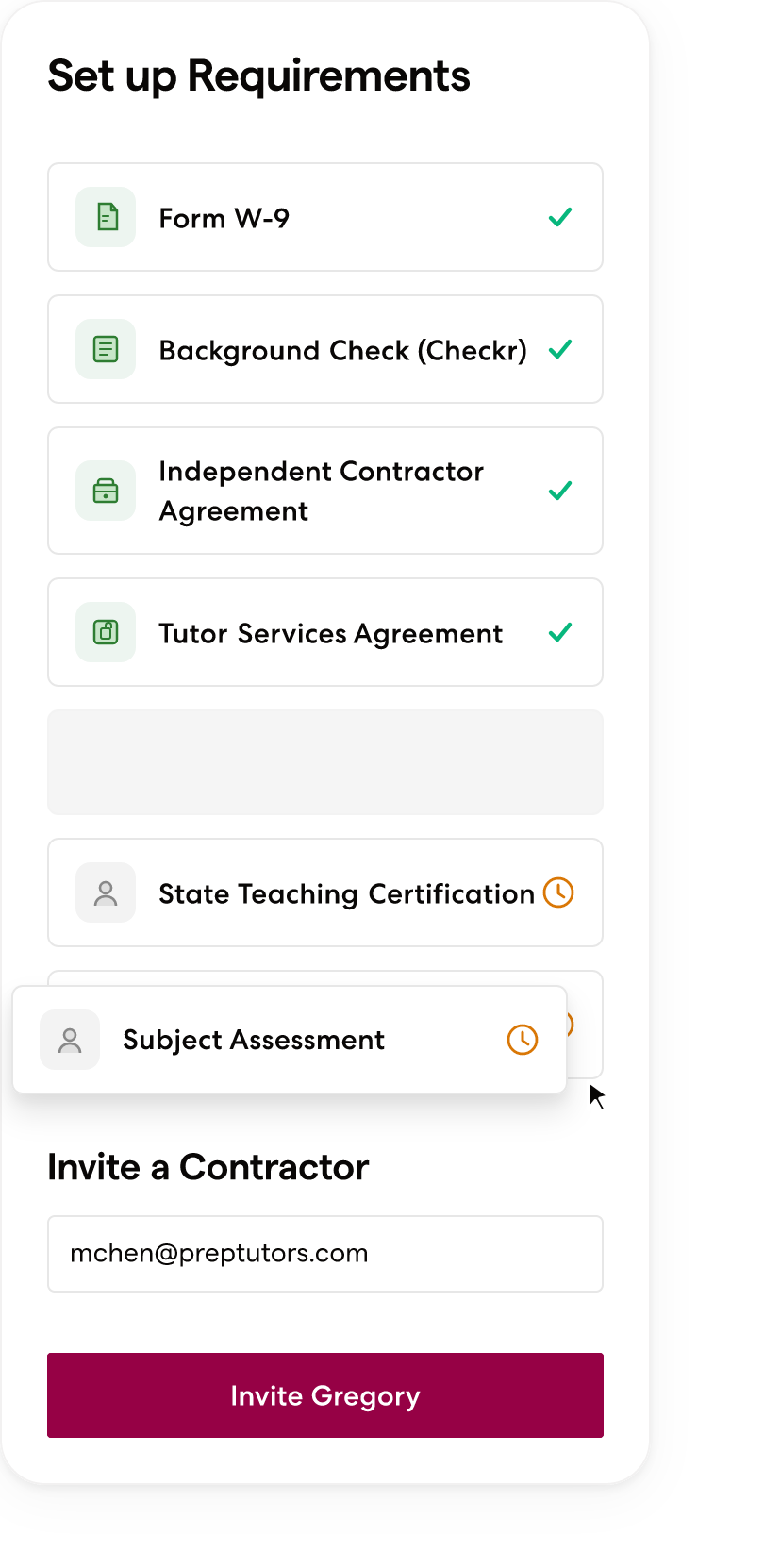 Wingspan compliance requirements tracker