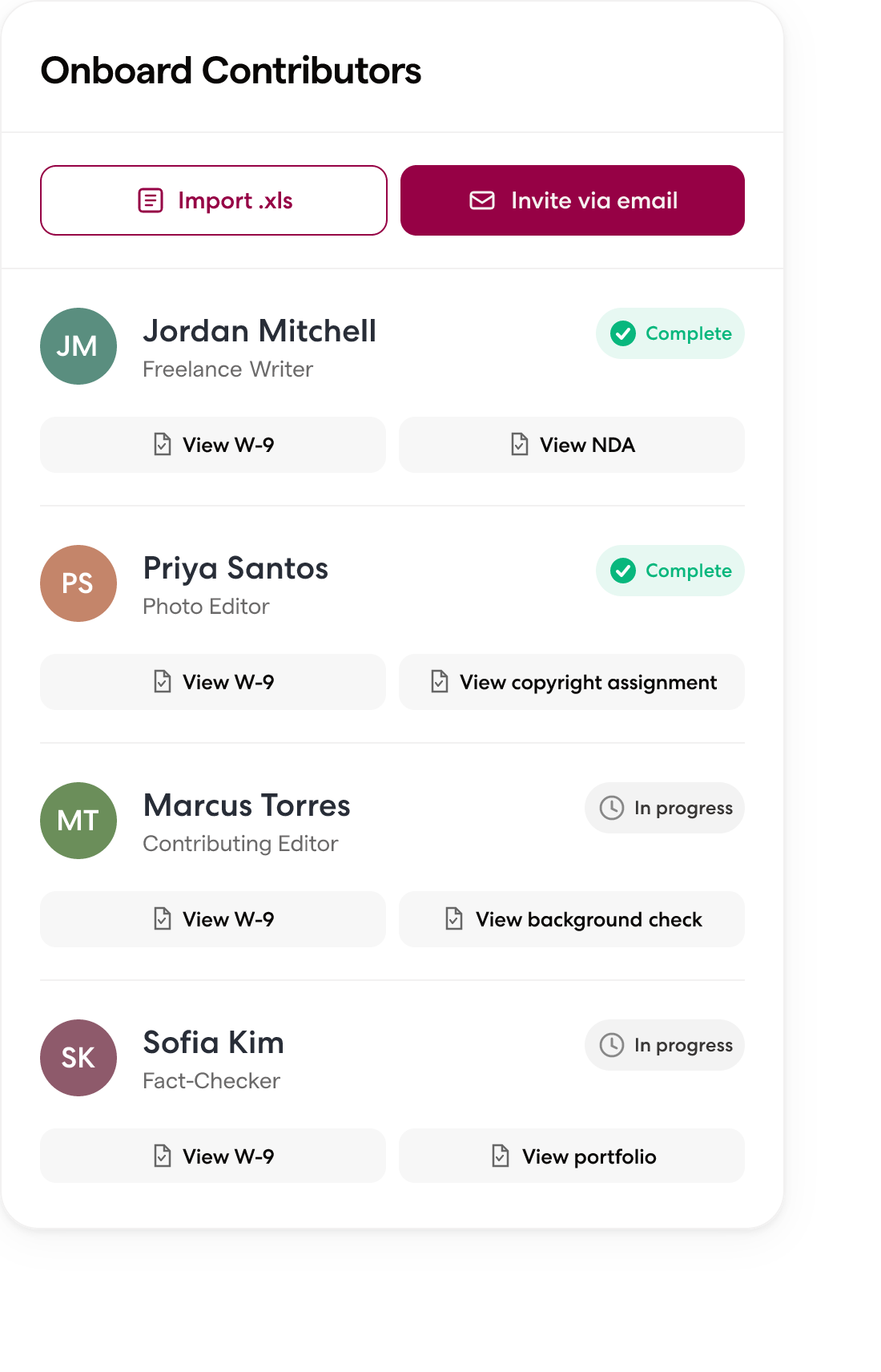 Wingspan contractor onboarding flow