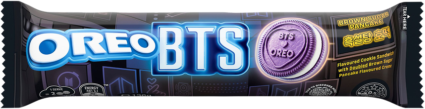 The OREO & BTS wait is over! Global icons OREO and BTS have joined forces to create OREO & BTS Brown Sugar Pancake Flavoured Creme Sandwich Cookies.