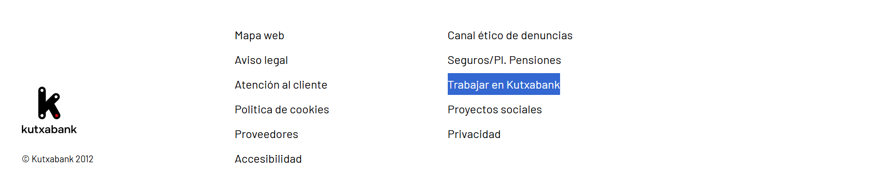 Sección de 'Trabaja en Kutxabank' en su sitio web oficial