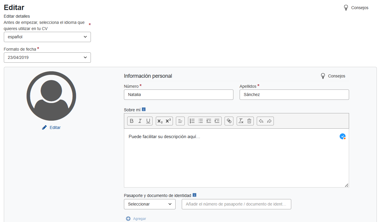Información personal básica