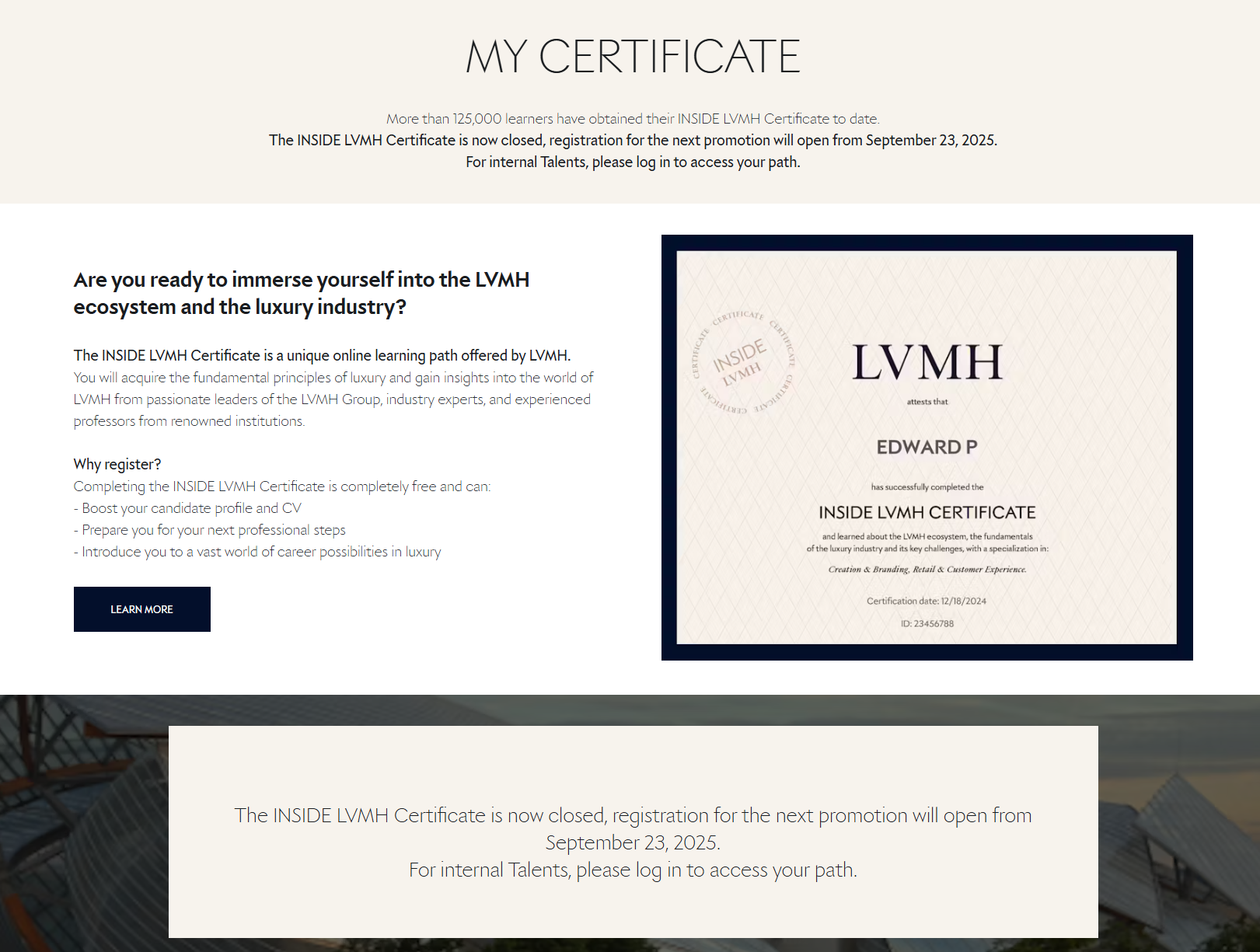cursos inside lvmh para empleados y no empleados que anspiran a un trabajo en madrid españa contratación