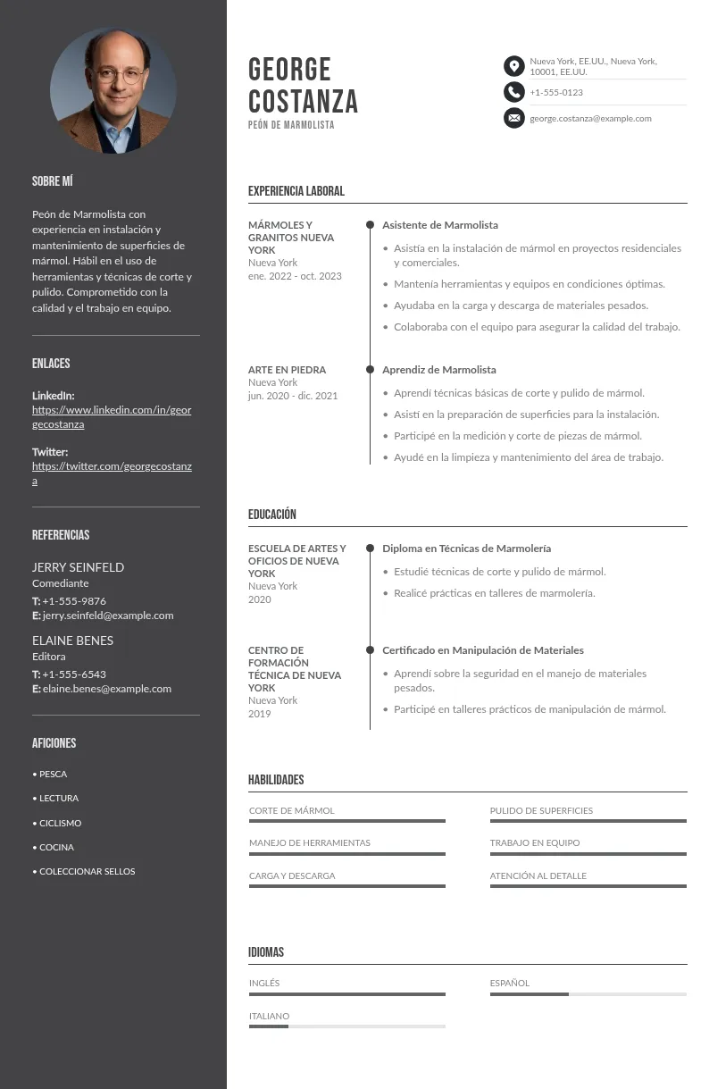 Guía Sencilla para Crear tu CV de Peón de Marmolista: Plantilla y Consejos Prácticos