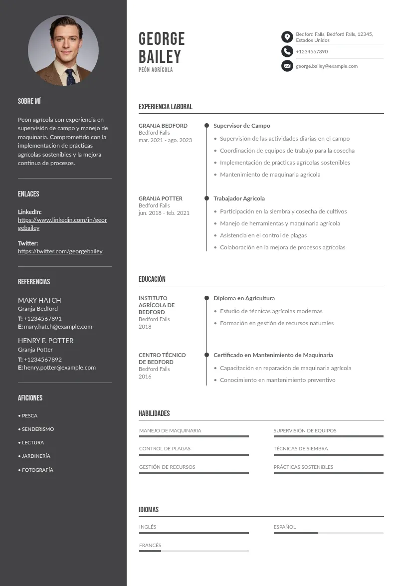 Guía para elaborar un CV para peón agrícola utilizando una plantilla