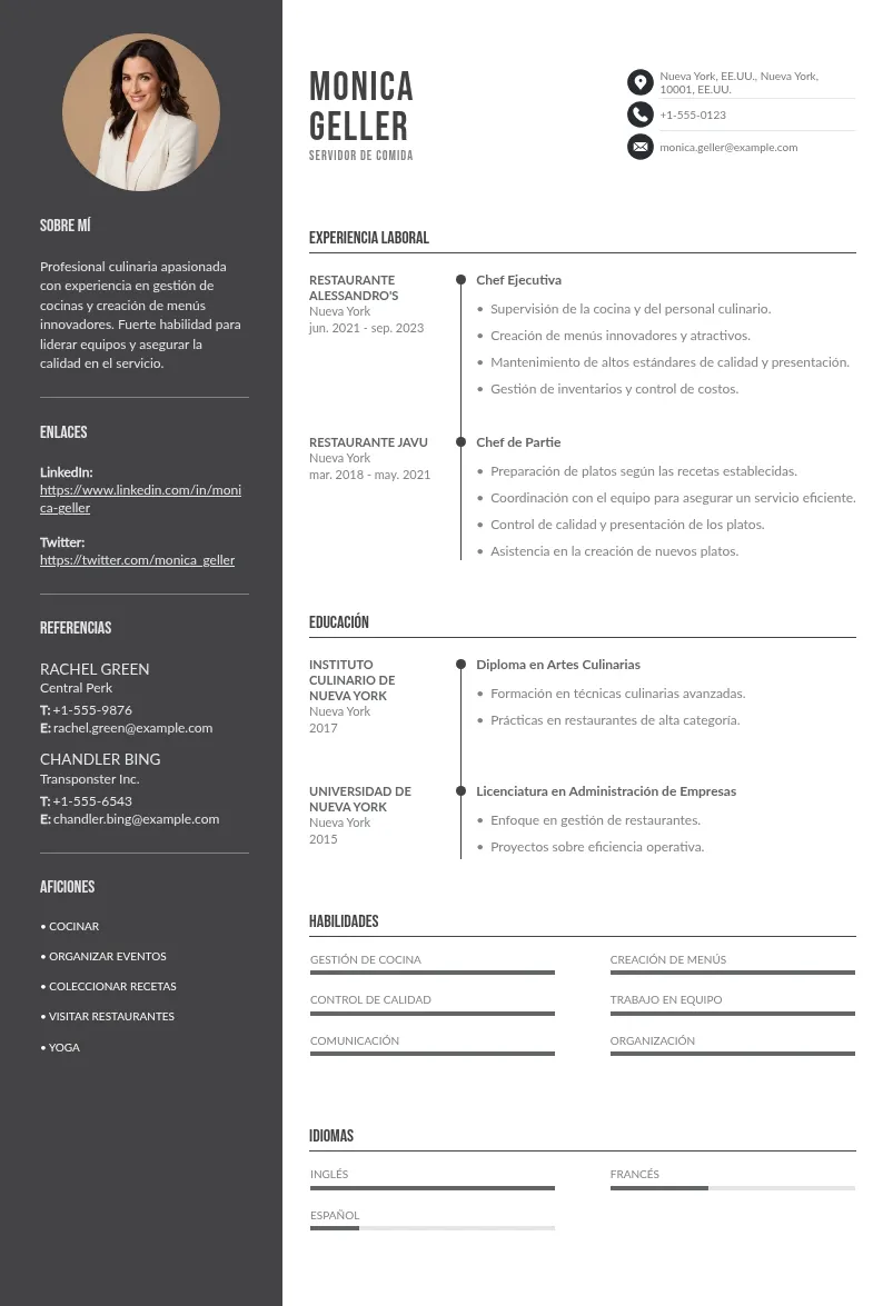 Guía Práctica para Elaborar un CV de Servidor de Comida: Plantilla Incluida