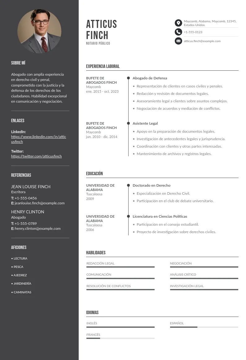 CV para Notario Público: 9 Ejemplos y consejos para redactar uno efectivo
