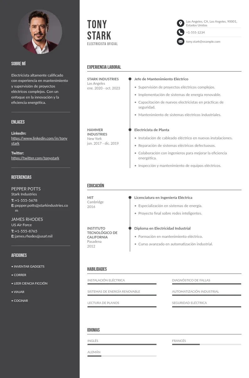 Guía para Crear un CV Atractivo y Efectivo para Electricistas Oficiales