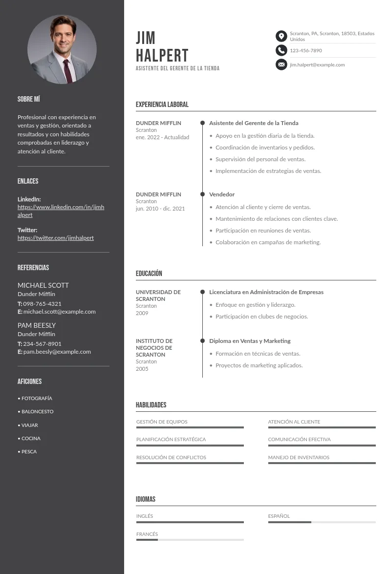 Guía para Crear un CV de Asistente del Gerente de Tienda: Plantilla y Consejos para Escribirlo