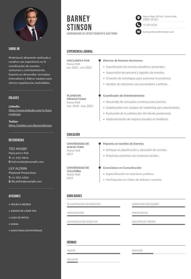 Guía Práctica para Crear tu CV de Coordinador/a de Entretenimiento Nocturno: Plantilla Incluida