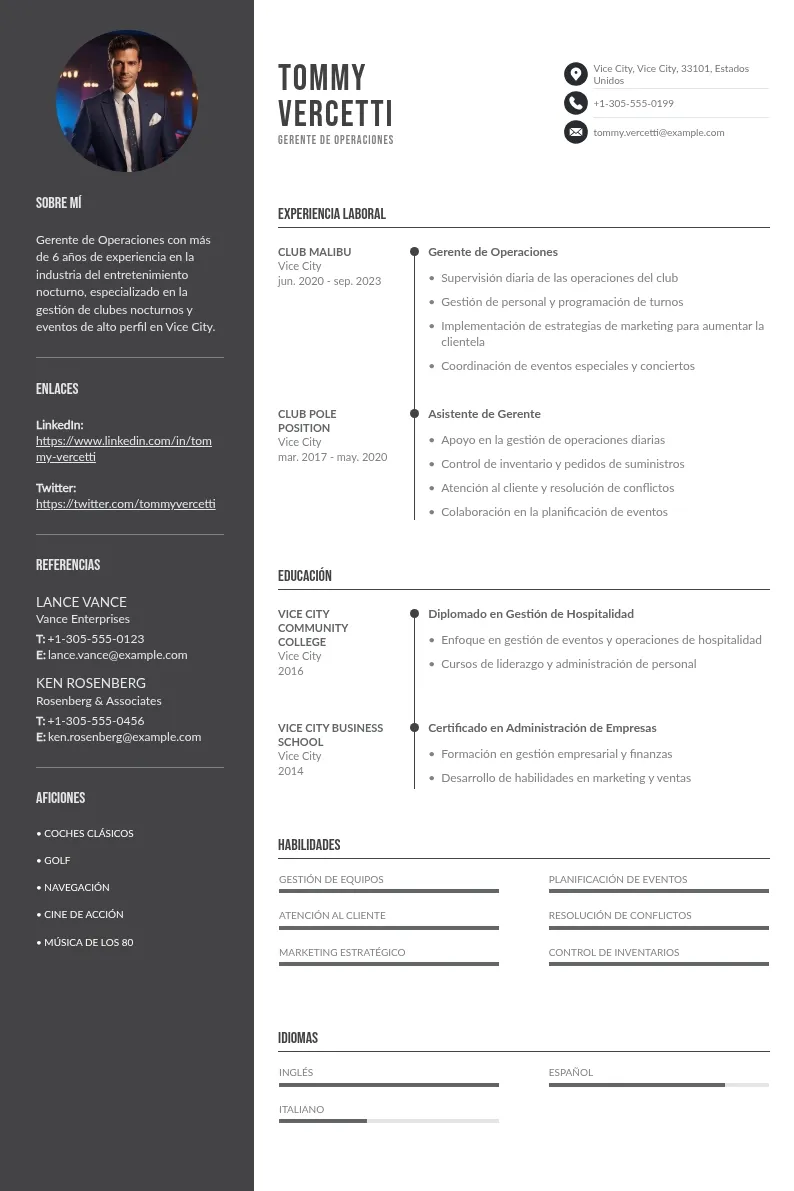 Guía para Elaborar un CV Efectivo para Gerente de Operaciones de Club Nocturno