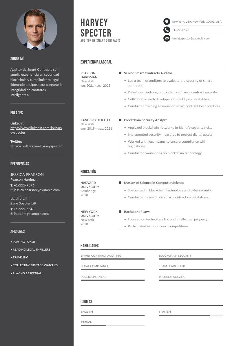 Ejemplos de Currículum: Auditor de Smart Contracts - Guía Gratis 2024