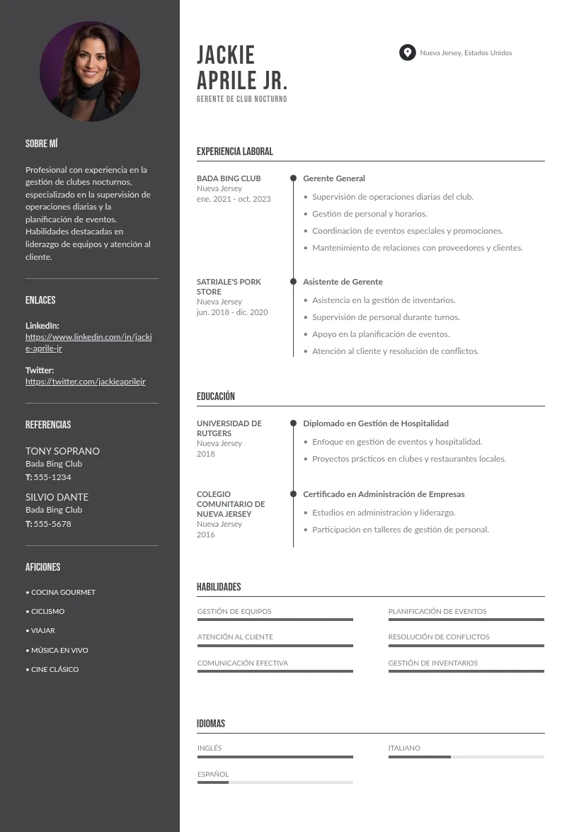 CV de Gerente de Club Nocturno: Guía y Muestra para 2024