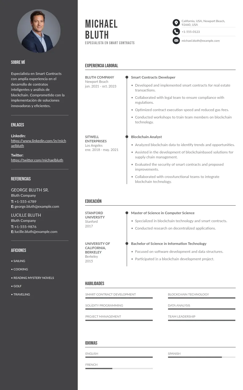 CV de Especialista en Smart Contracts: Guía y Muestra Gratis para 2024