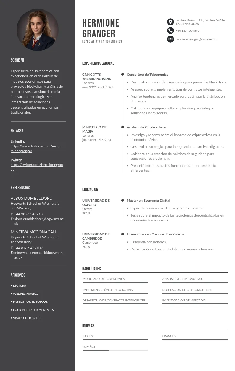 CV de Especialista en Tokenomics: Guía y Consejos Gratis para 2024