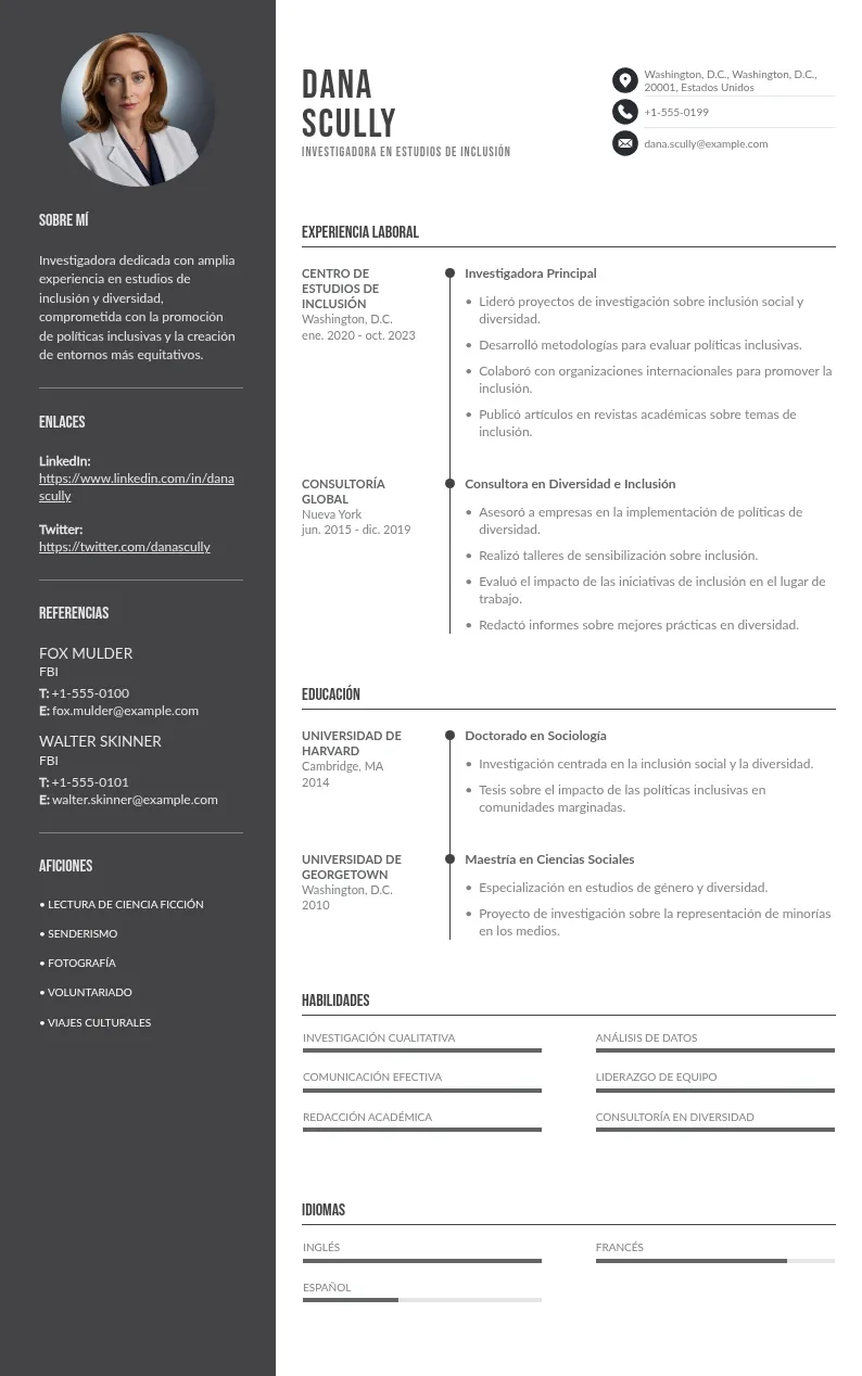 CV de Investigador/a en Estudios de Inclusión: Guía y Consejos para 2024
