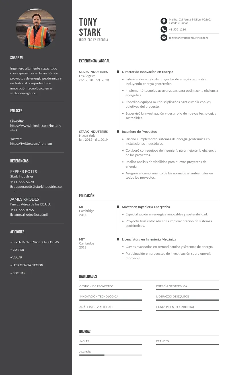 CV de Coordinador de Proyectos de Energía Geotérmica: Guía Gratis para 2024