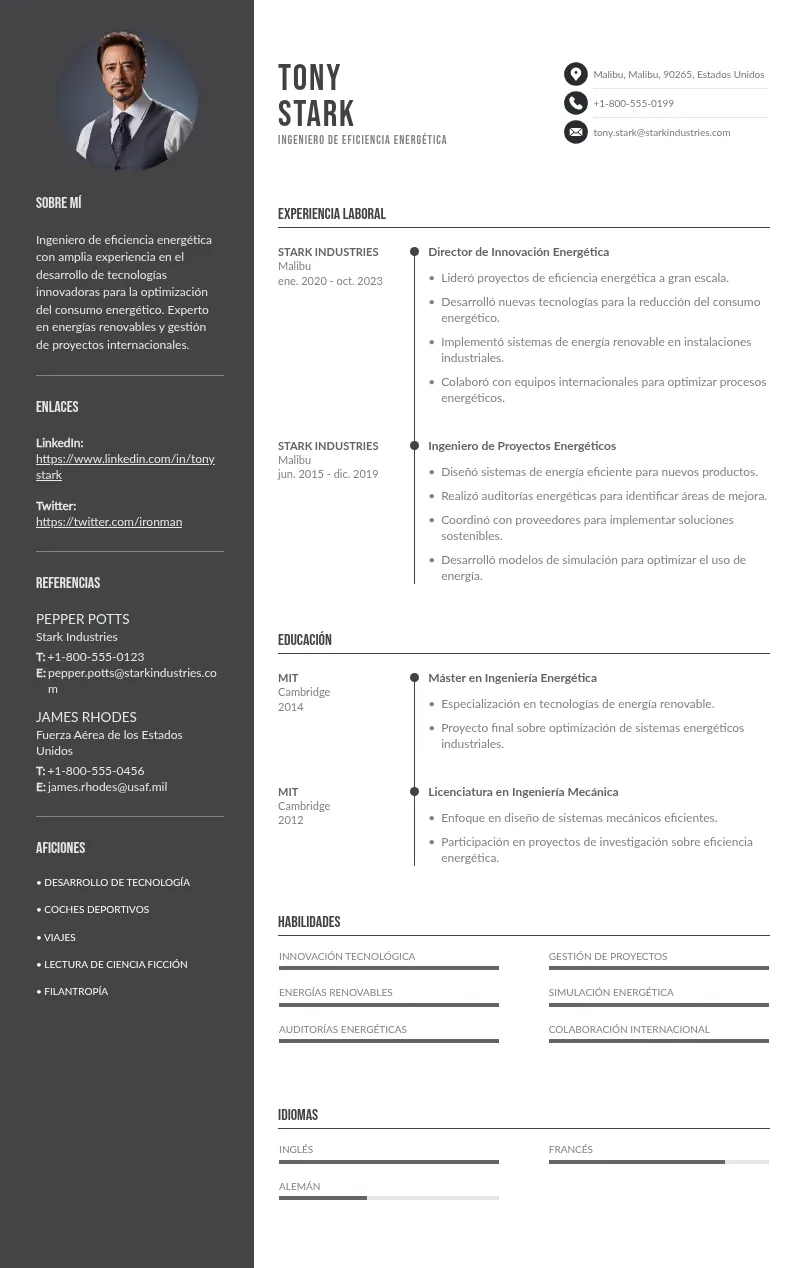 CV de Ingeniero de Eficiencia Energética: Guía y Muestra para 2024