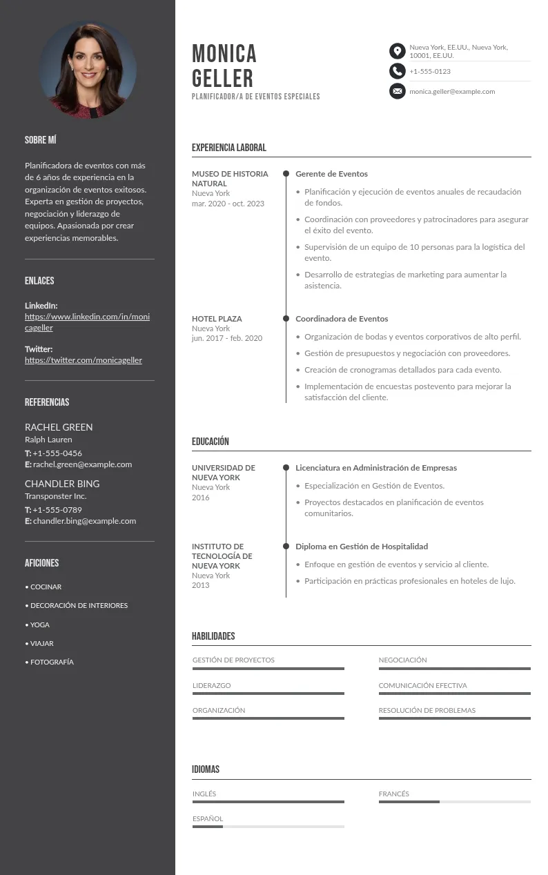 CV de Planificador/a de Eventos Especiales: Guía y Consejos para 2024